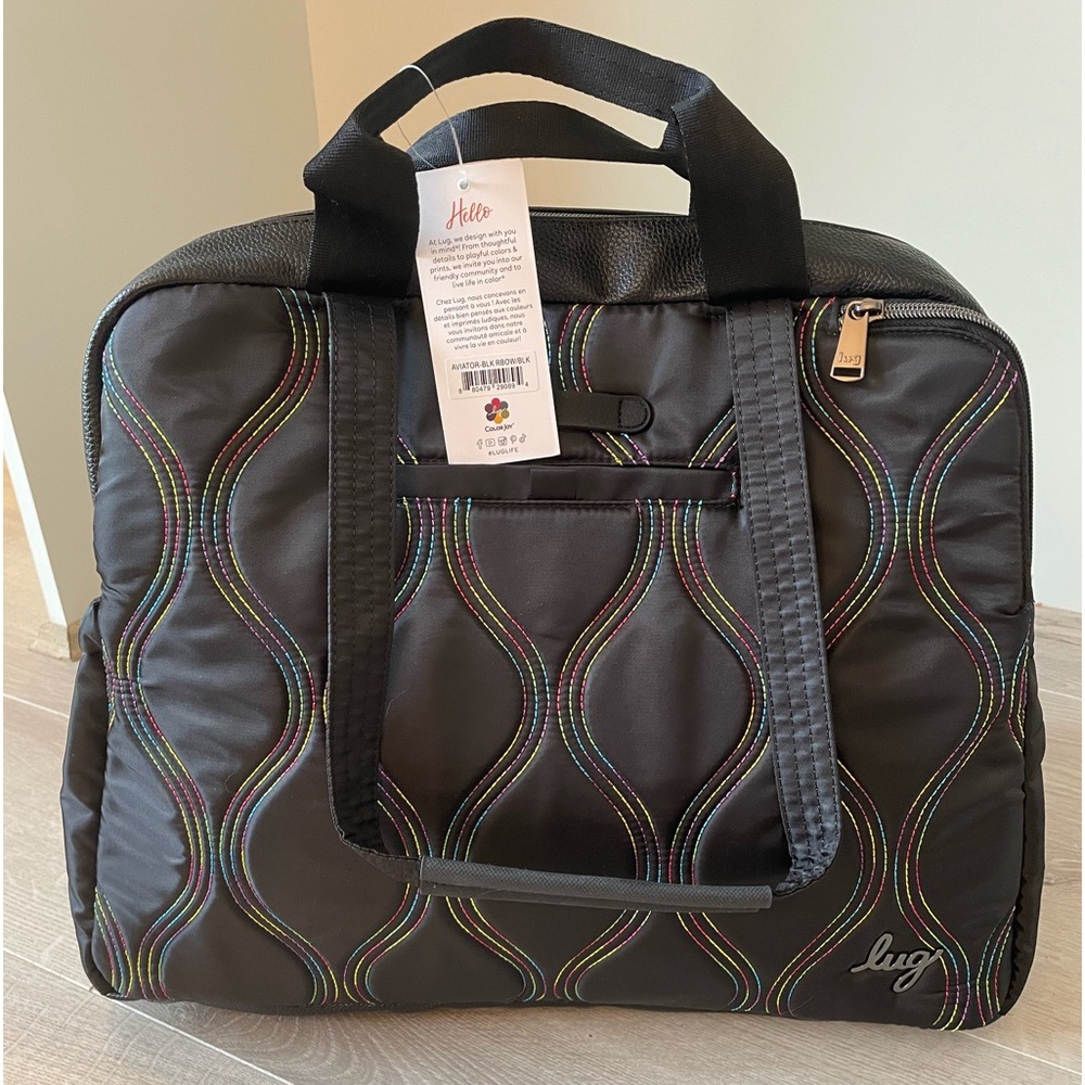 NWT Lug Aviator in Black rainbow stitch